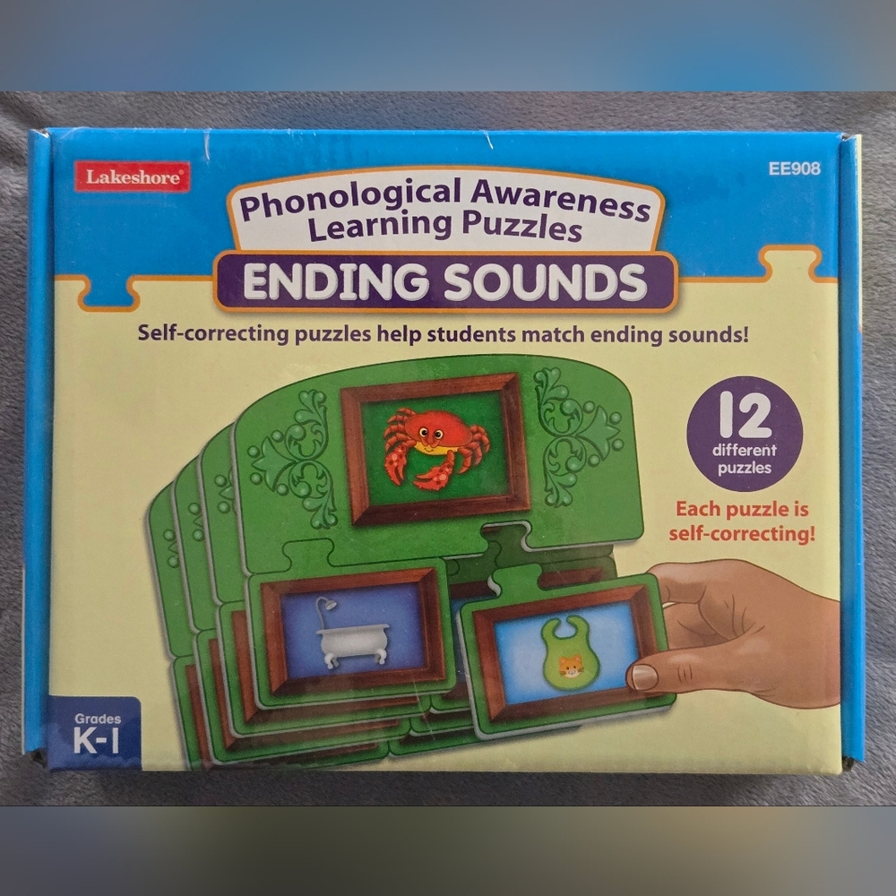 Phonological Awareness Learning Puzzles Ending Sounds K-1